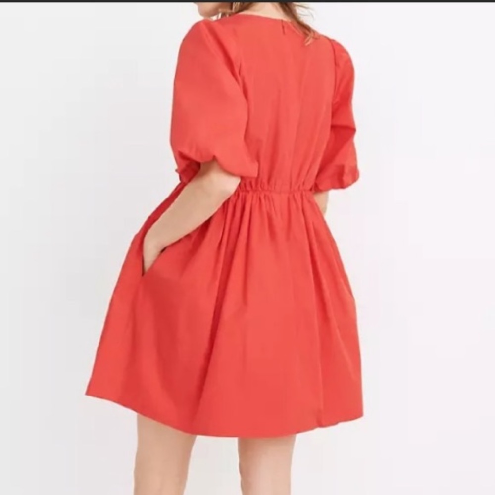 Madewell Poplin Crewneck Bubble-sleeve Mini Dress Size 6